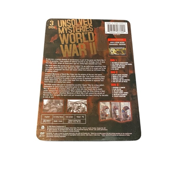 DVD: Unsolved Mysteries Of World War II 2006 Metal Box 3-disk Set - Picture 2 of 10